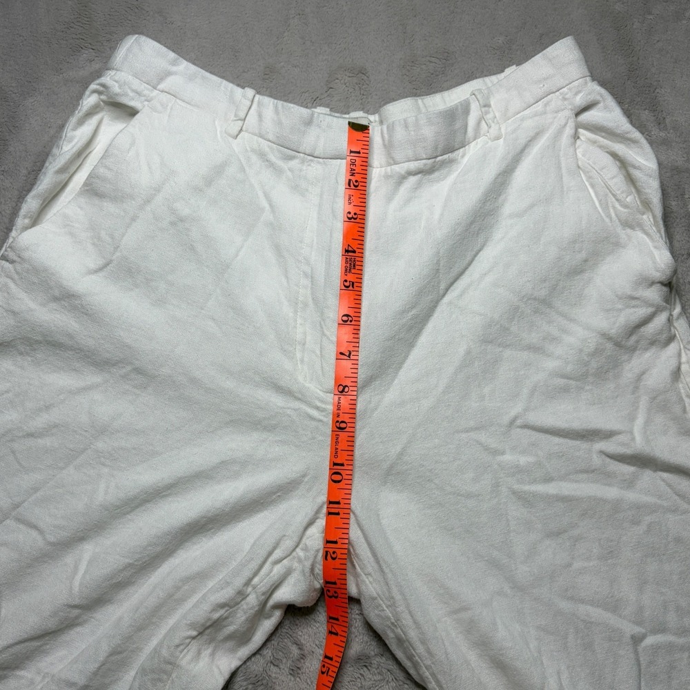Abercrombie & Fitch White Wide Leg Lined Linen Blend Pants Womens (Fits 32x30) - Picture 9 of 10